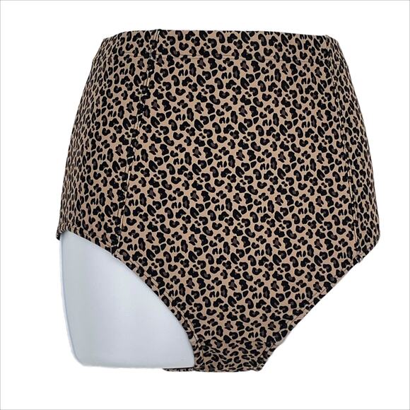 Bombshell Bikini Bottom in Tan and Black Leopard Print Size Medium - Picture 3 of 5
